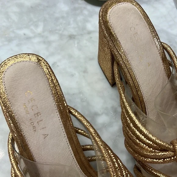 Cecelia New York Chunky Gold Sandal Mules - Picture 7 of 15